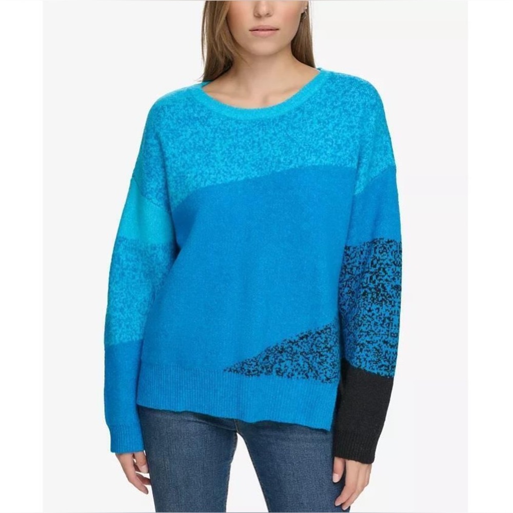 NWT DKNY Jeans Women's Mixed-Knit Drop-Sleeve Sweater Size LG